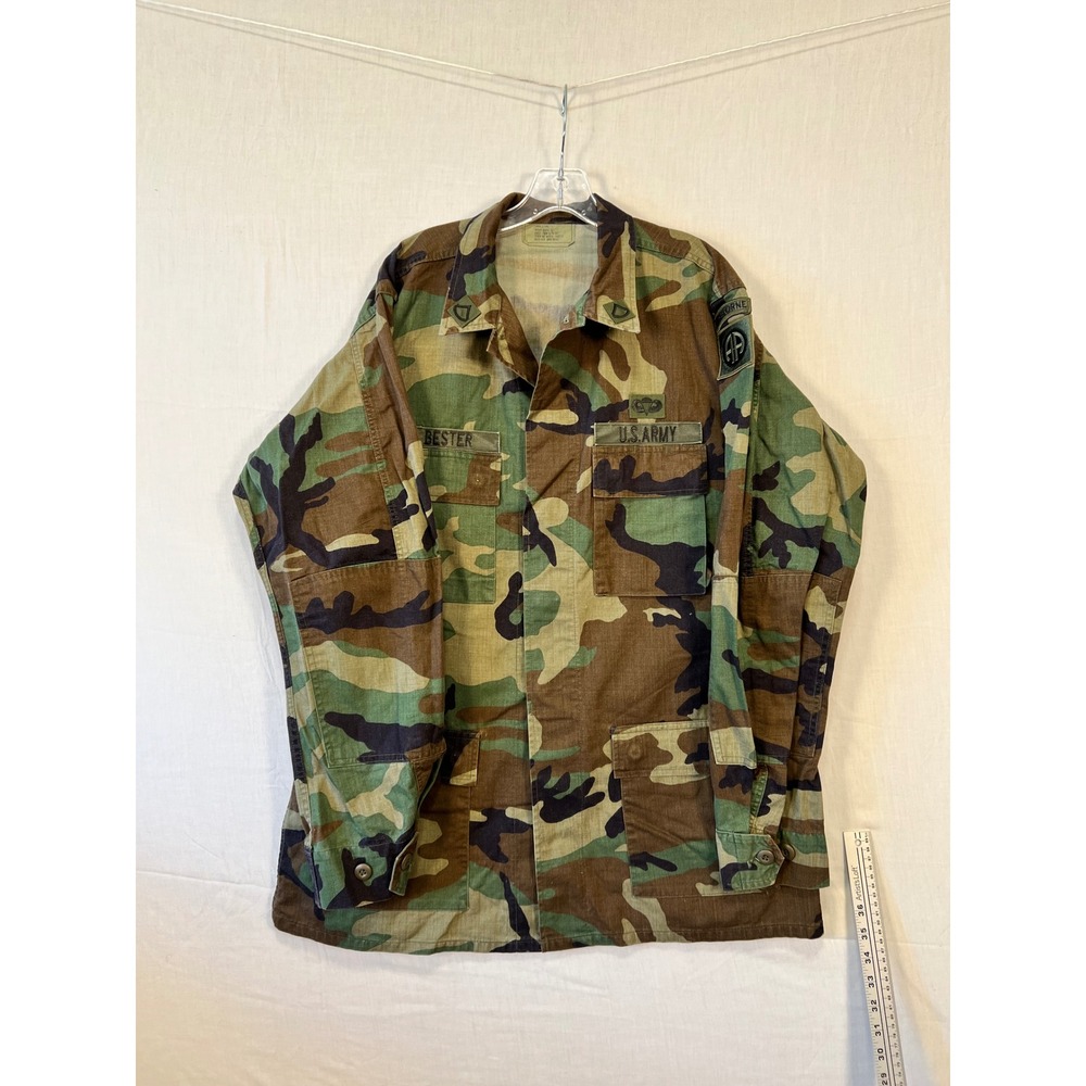 US Army BDU Field Jacket Woodland Camo 82nd Airborne Large X-Long 8415011343173